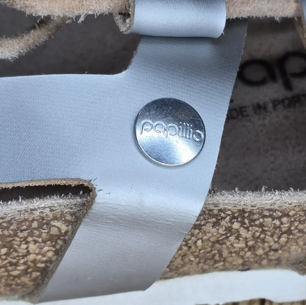 Birkenstock Papillio‎ Womens Cleo Gladiator Leather Sandals Silver 37 L6 M4